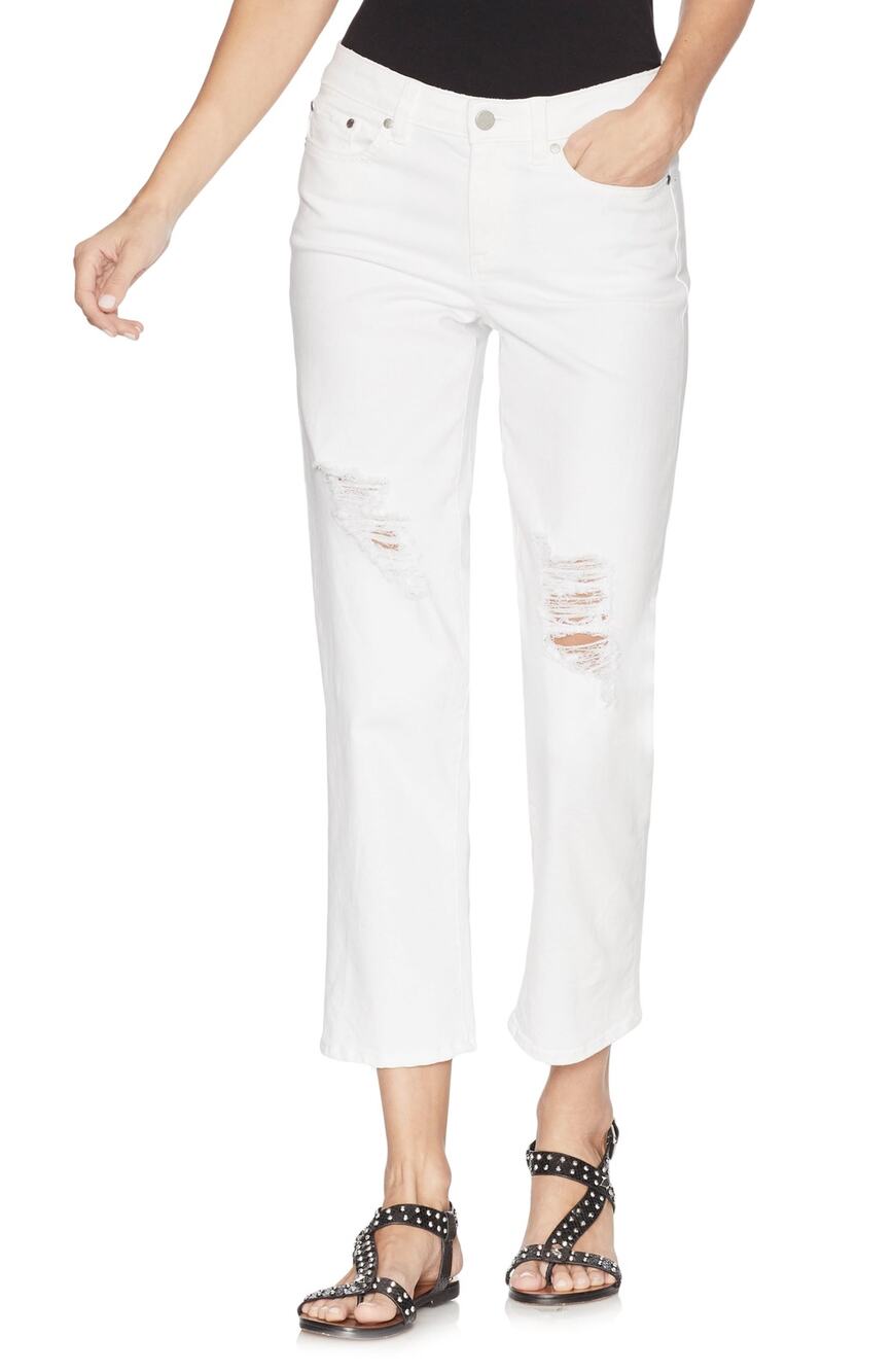 Vince Camuto White Ripped Cropped Jeans size 8